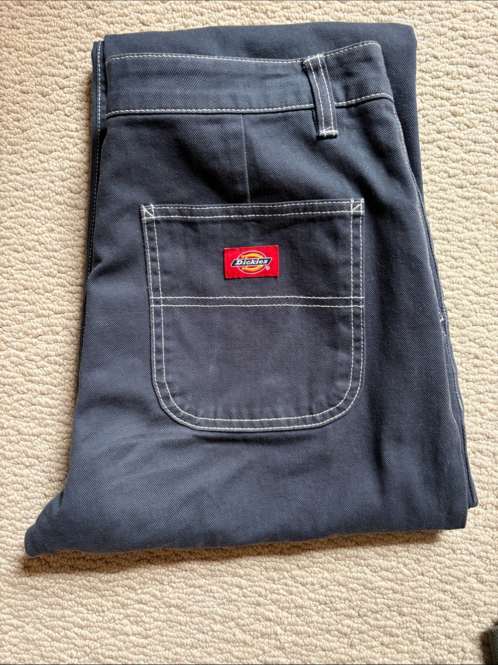 Dickie’s Women’s Blue Carpenter Pant with White Contrast Stitching - Like New